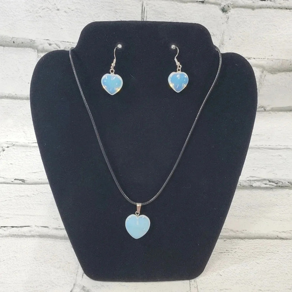 Opalite Heart Earring and Necklace Set - Picture 6 of 8